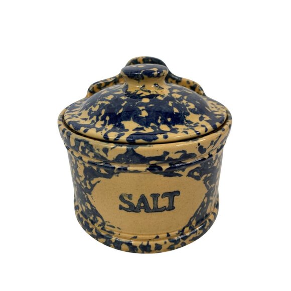 Vintage Pfaltzgraff Salt Crock Lidded MAFA80s Museum Folk Art Farmhouse USA